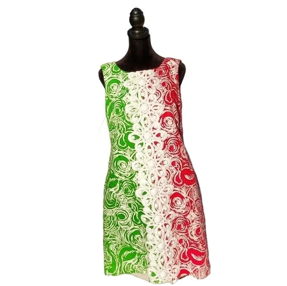 Lilly Pulitzer Jubilee Daiquiri Pink/Green Flam Alama Ding Dong Shift Dress 6 - Picture 2 of 12